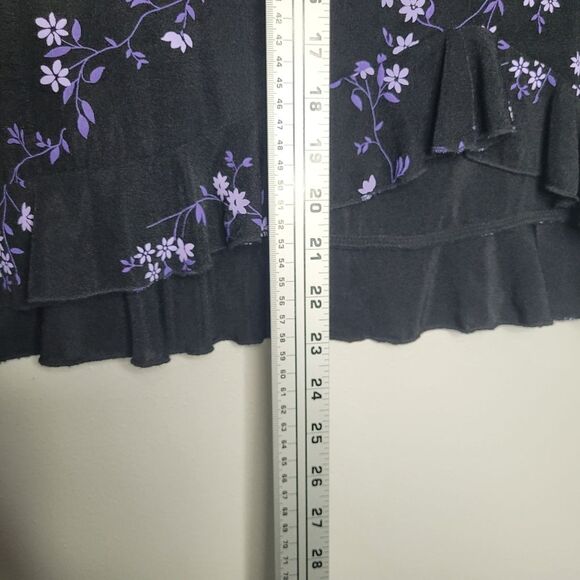 Vintage y2k 90s black purple moody floral ruffle grunge goth skirt size med p - Picture 4 of 5
